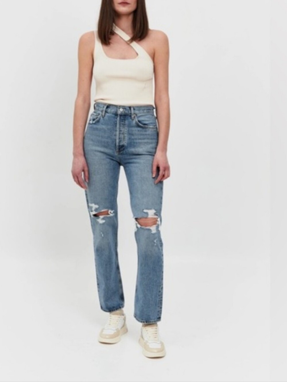 Agolde Riley Button Fly High Rise Cropped Jeans  #3928